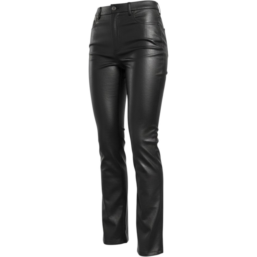 Tuckernuck Womens Black Vegan Faux Leather Side Zip Flare Pants Small NWT